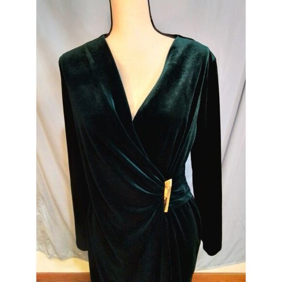 Calvin Klein dark green velvet dress - Picture 3 of 7